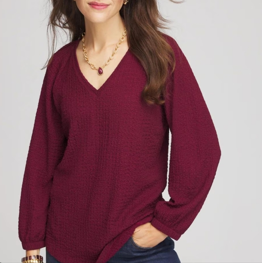 Chico's Textured Burgundy Top